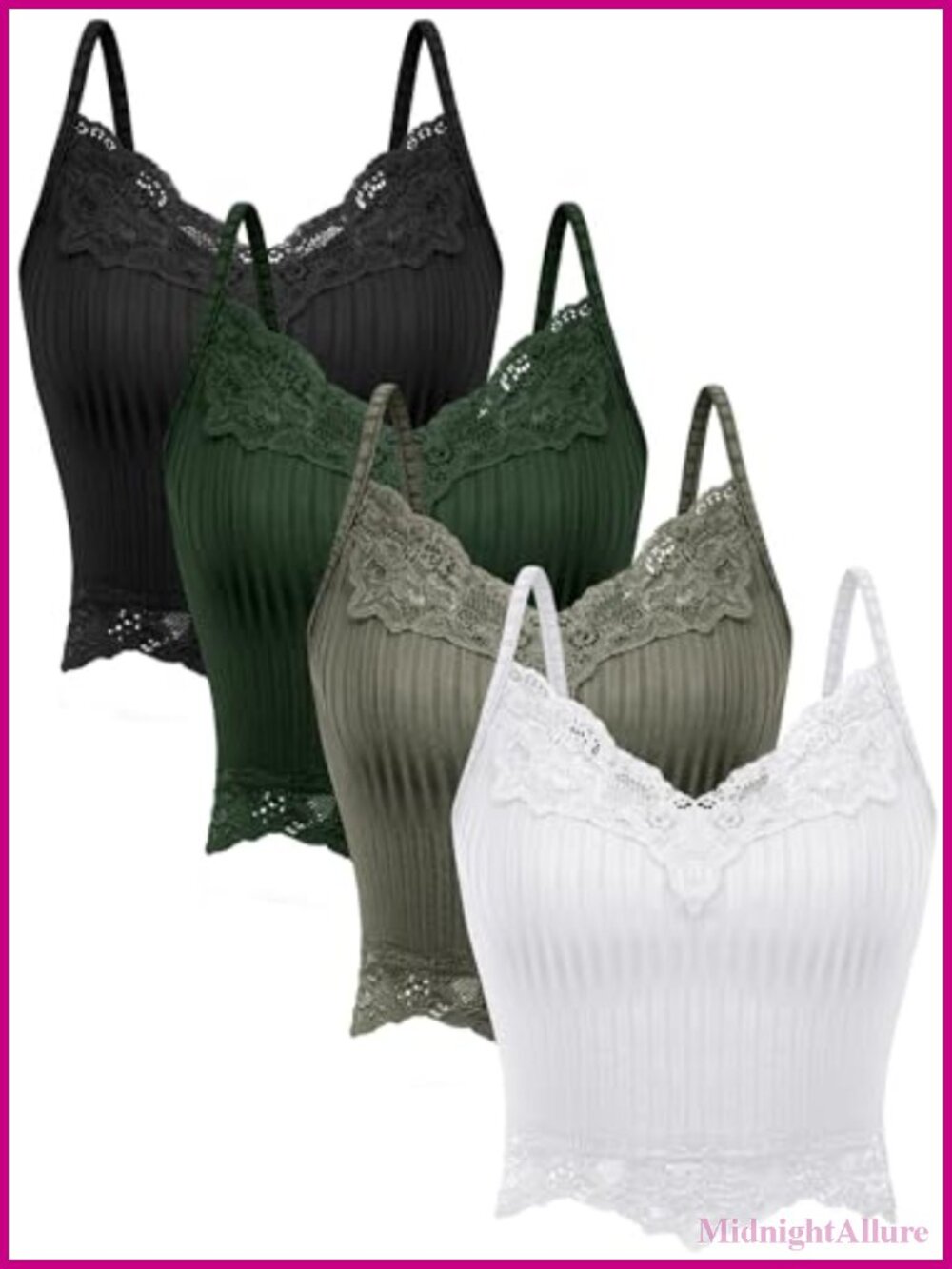 Y2K Lace Crop Tank Cami for Women - 4 Pack Sleeveless Summer Tops, Grunge Style